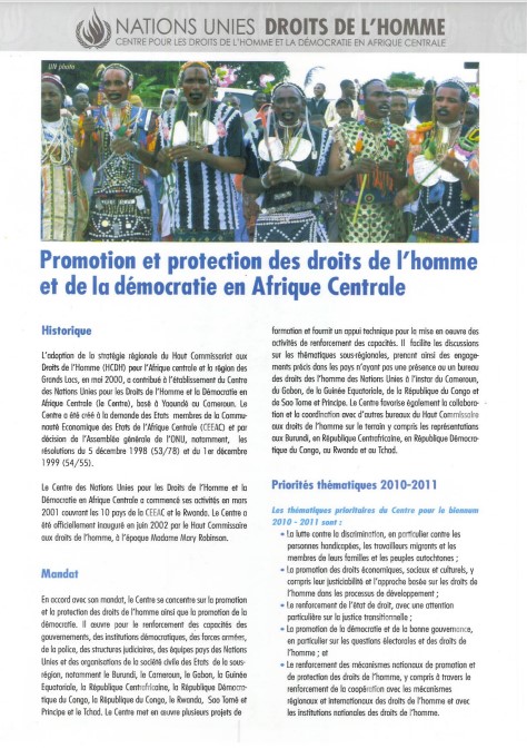 Promotion et protection des droits de l'homme et de la d&eacute;mocratie en Afrique centrale